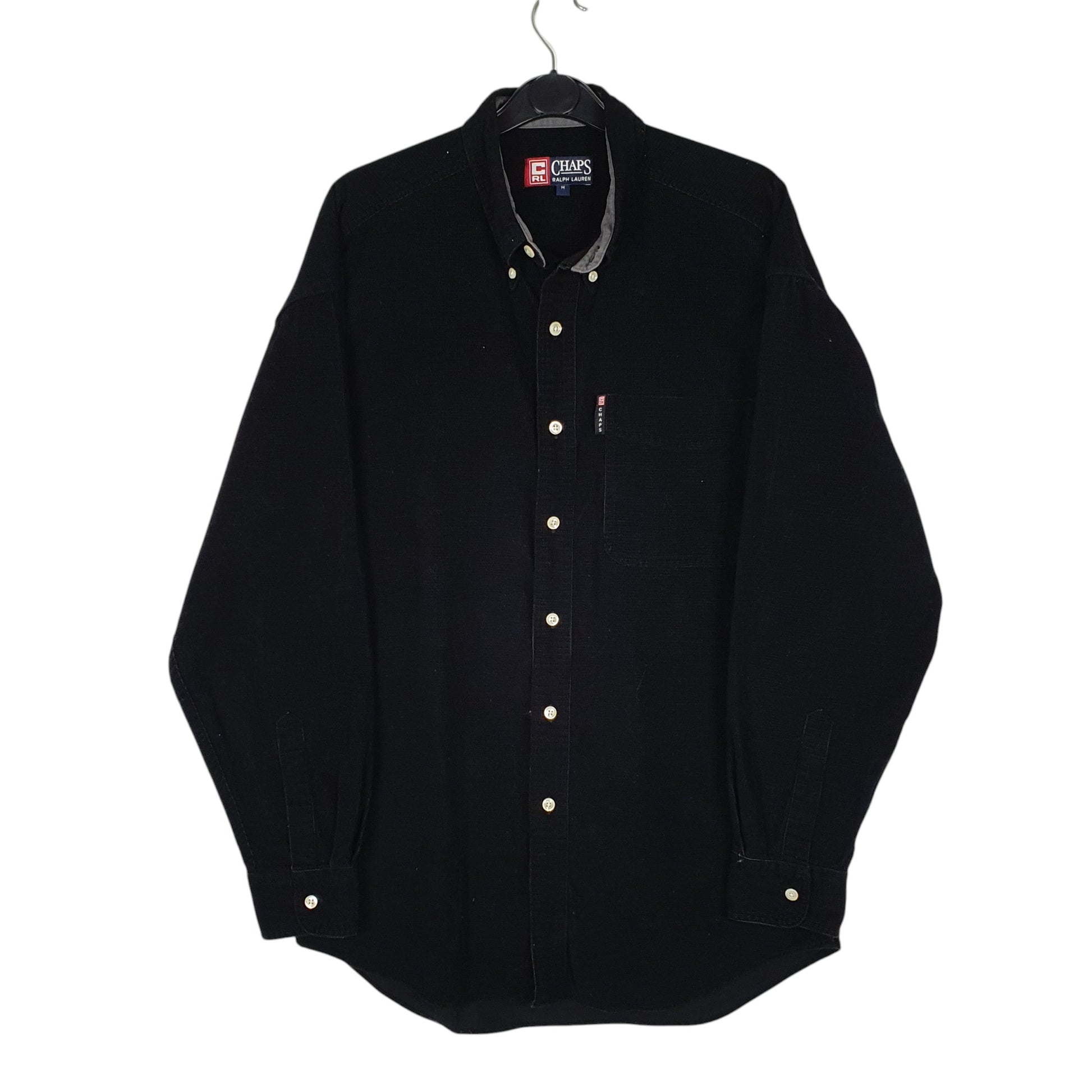 Mens Black Ralph Lauren Vintage 90s Corduroy Long Sleeve Shirt