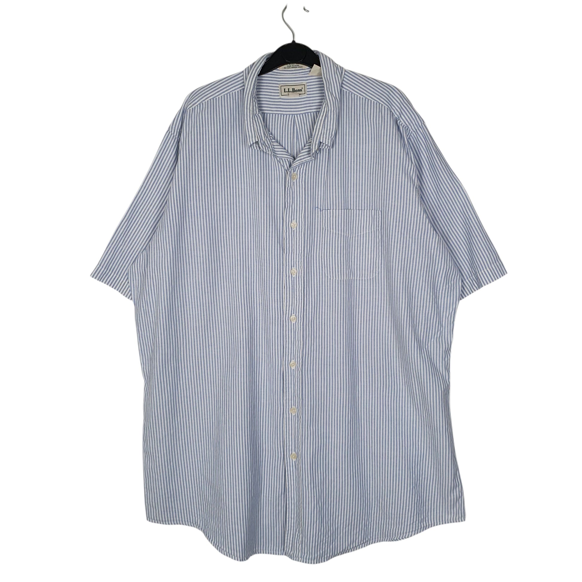 Mens Blue L.L.Bean Vintage 90s Tall Short Sleeve Shirt