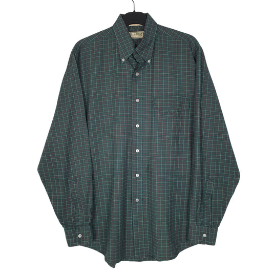 Mens Green L.L.Bean Vintage 1980s Made In USA Long Sleeve Shirt