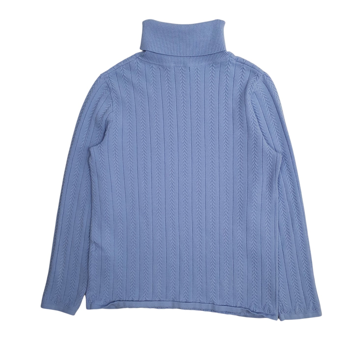 Womens Blue Damart Cable Knit Turtle Neck Jumper