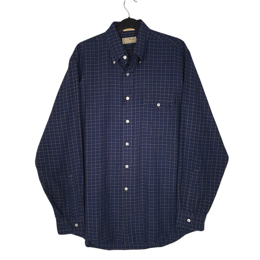 Mens Navy L.L.Bean Vintage 1980s Made In USA Long Sleeve Shirt