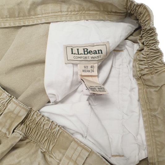 Mens Beige LL Bean Comfort Waist  Trousers