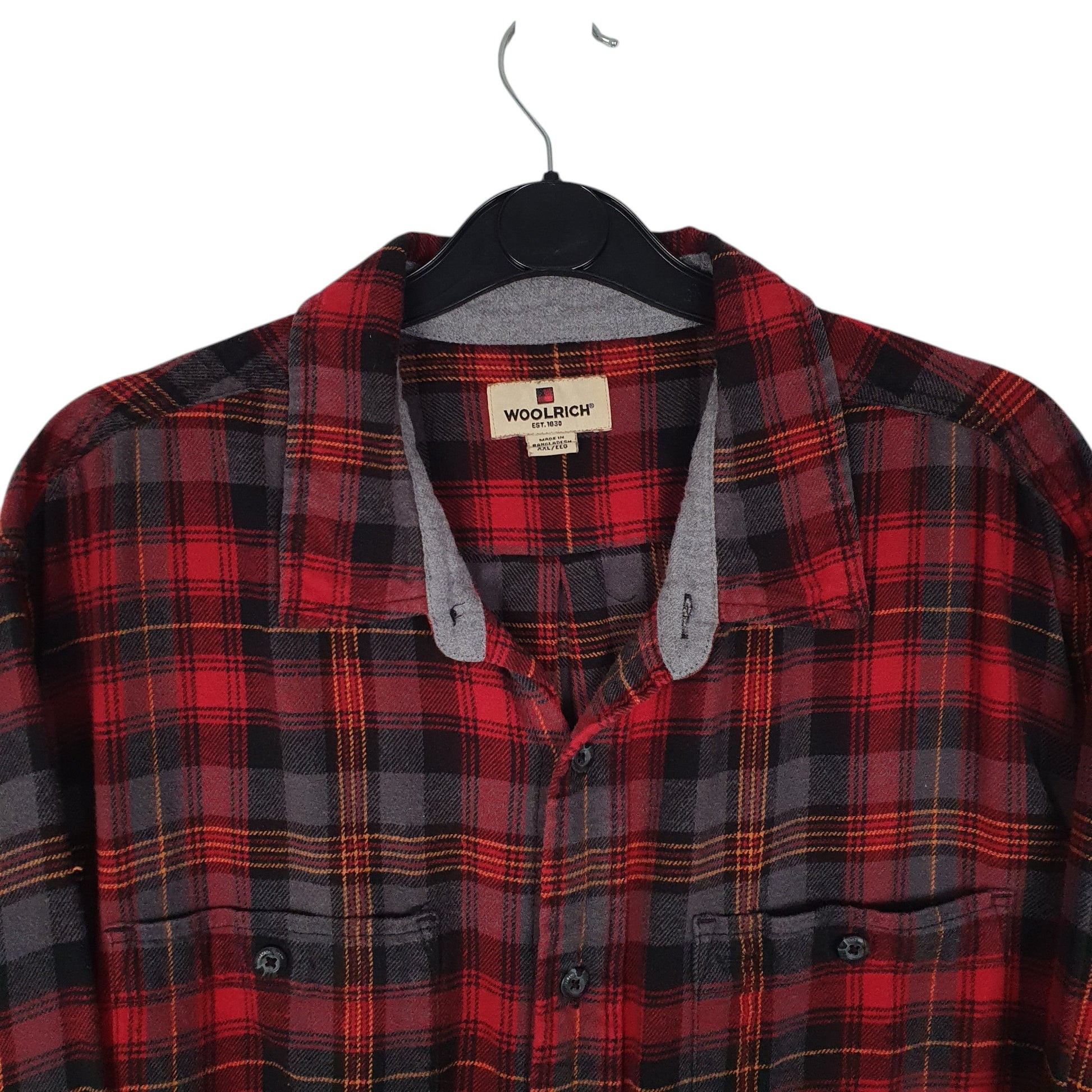Mens Red Woolrich Thick Flannel Plaid  Shirt