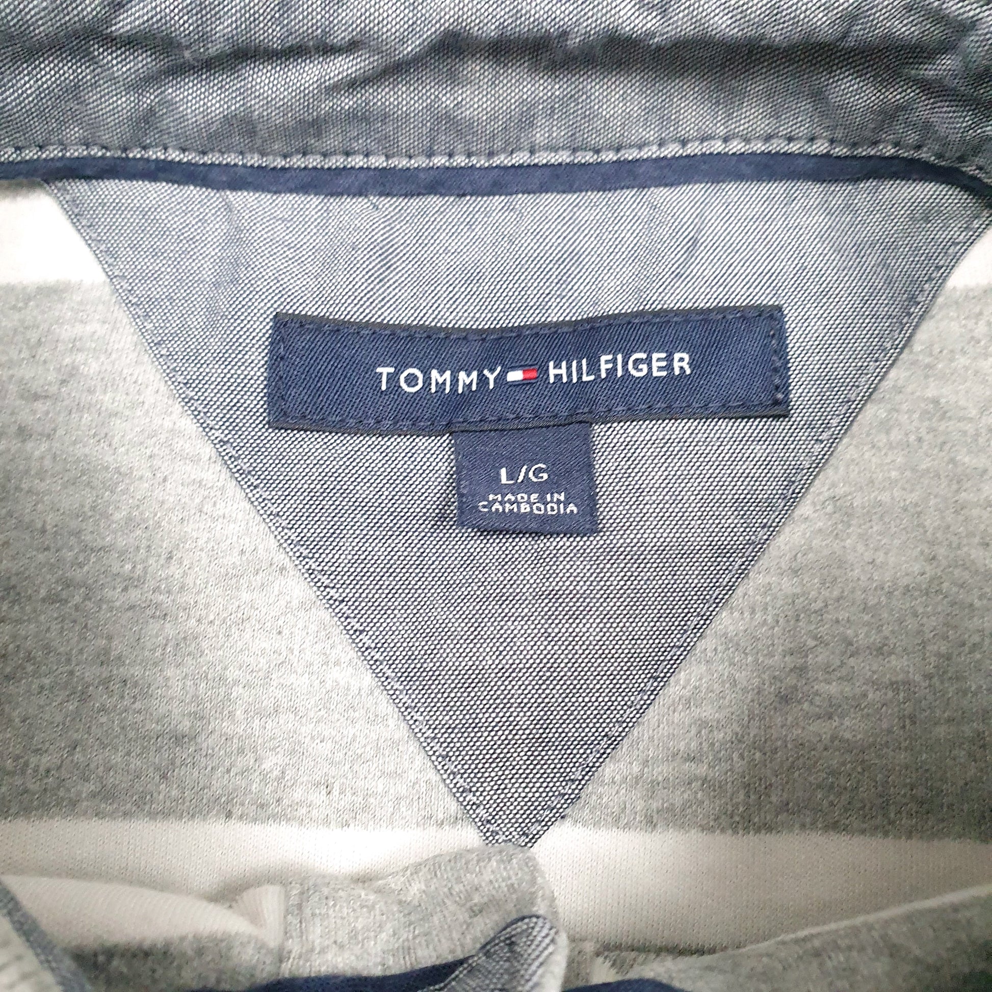 Mens Grey Tommy Hilfiger  Hoodie Polo Shirt