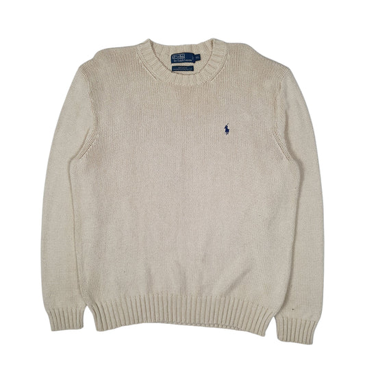 Mens Cream Polo Ralph Lauren Chunky Knit Crewneck Jumper