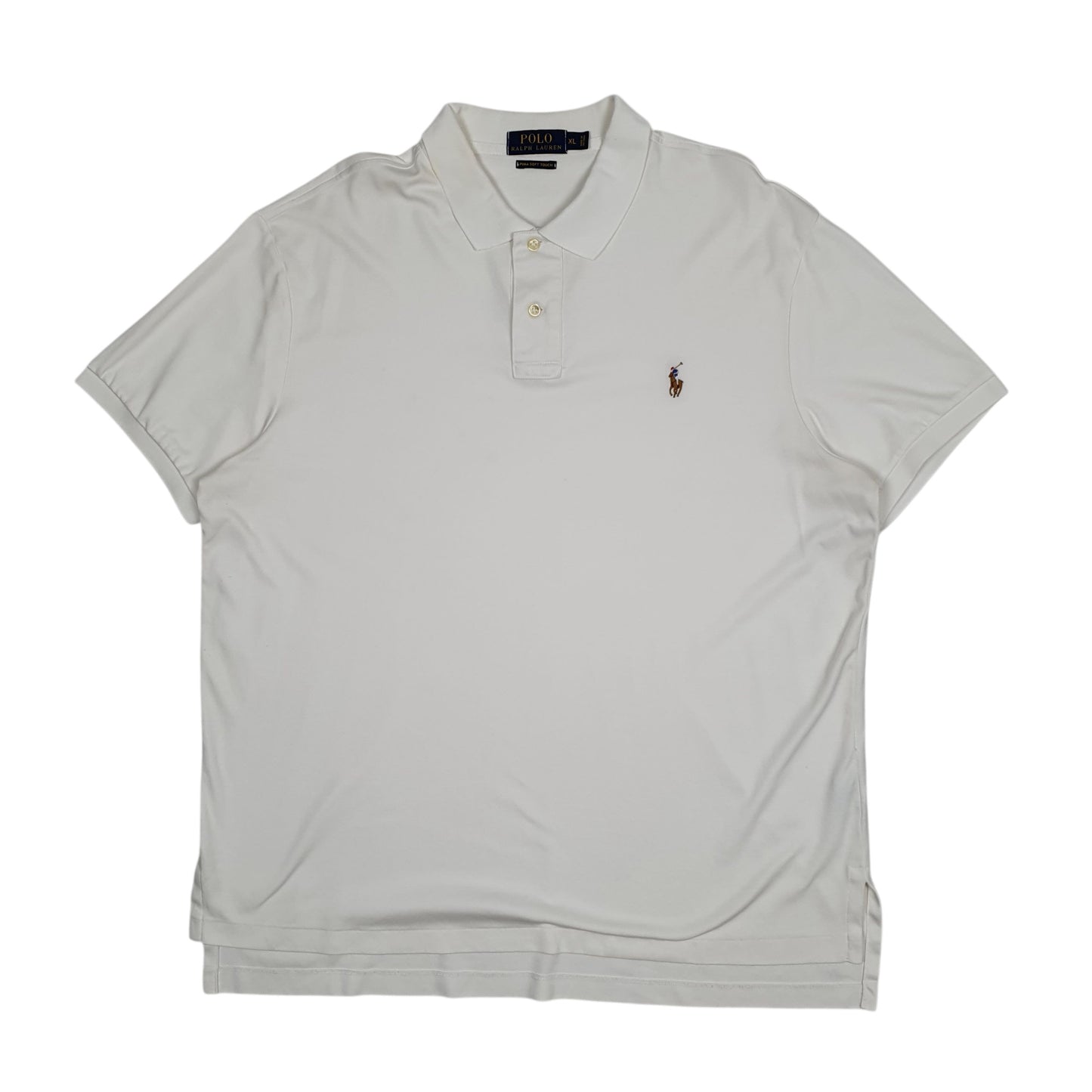 Mens White Polo Ralph Lauren Pima Soft Touch Short Sleeve Polo Shirt