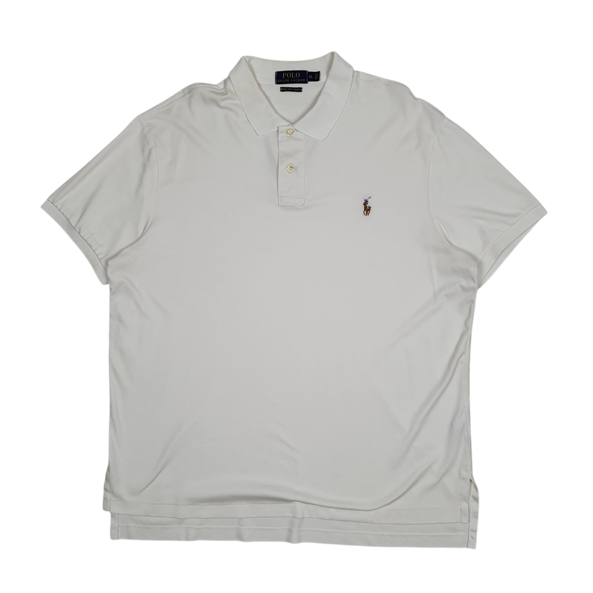 Mens White Polo Ralph Lauren Pima Soft Touch Short Sleeve Polo Shirt