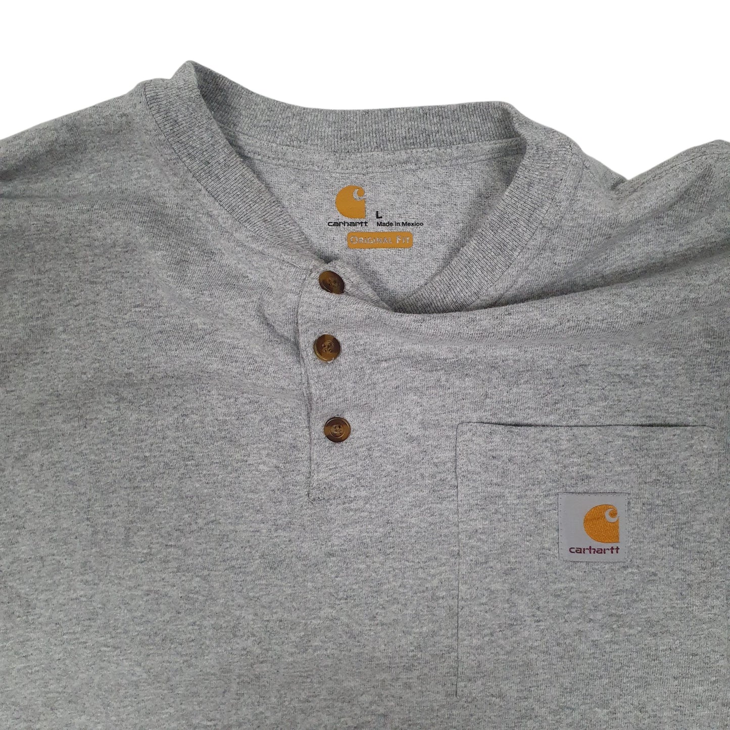 Mens Grey Carhartt Henley  T Shirt