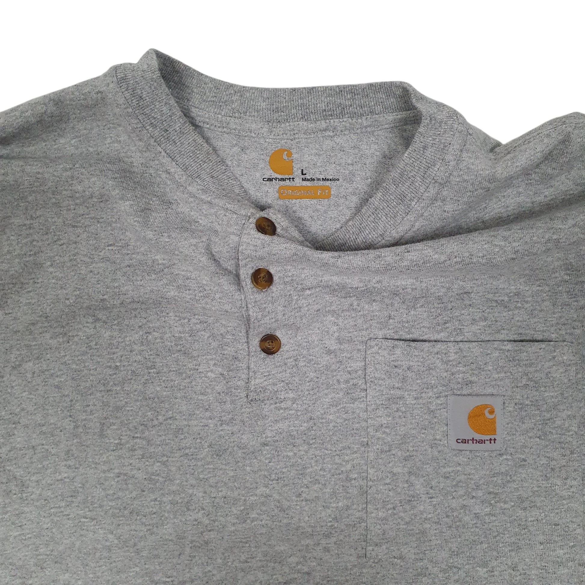 Mens Grey Carhartt Henley  T Shirt
