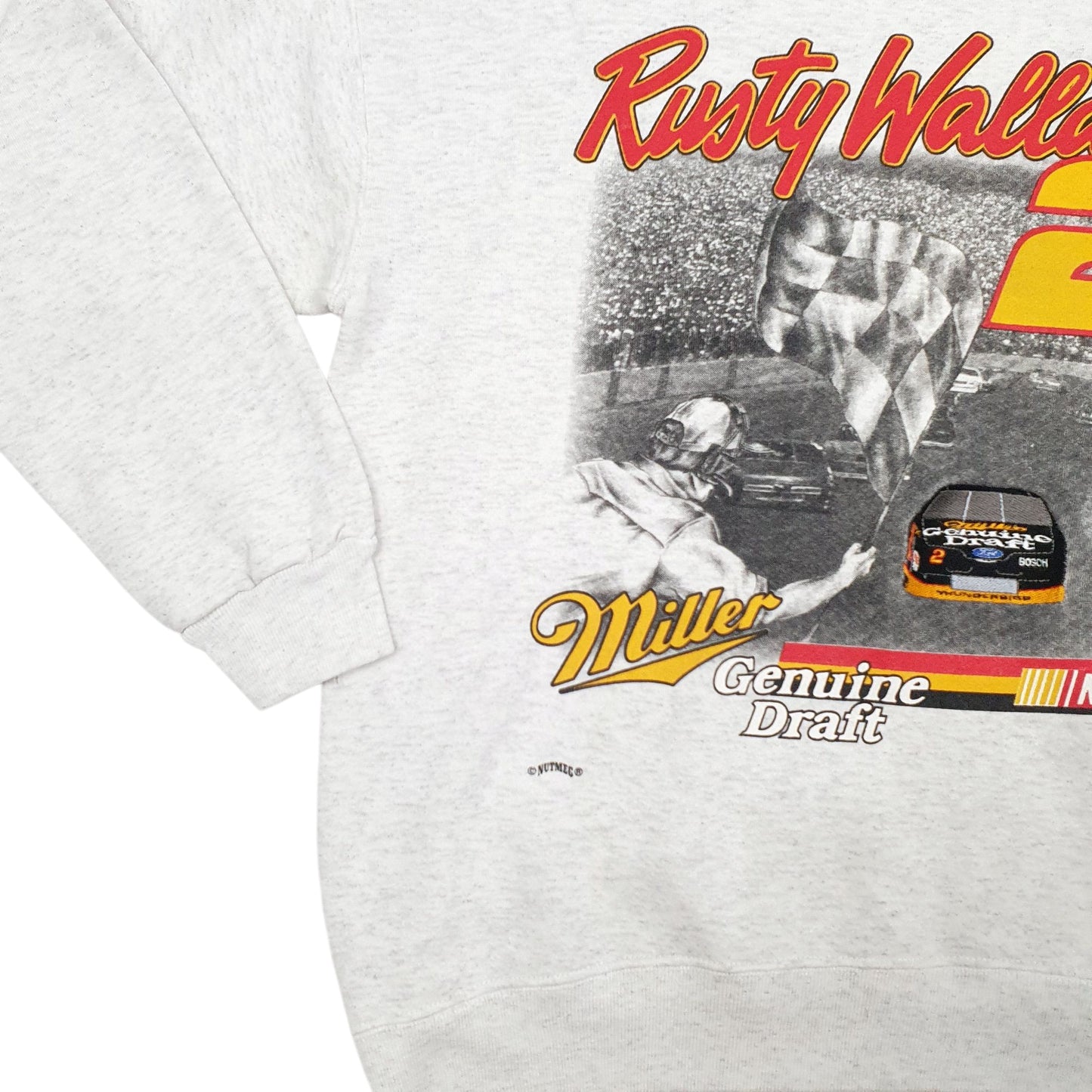 Mens Grey Nutmeg Mills Vintage Nascar Made In USA. Crewneck Jumper