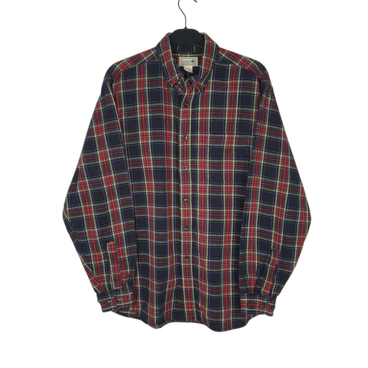 Mens Navy L.L.Bean Thick Flannel Long Sleeve Shirt