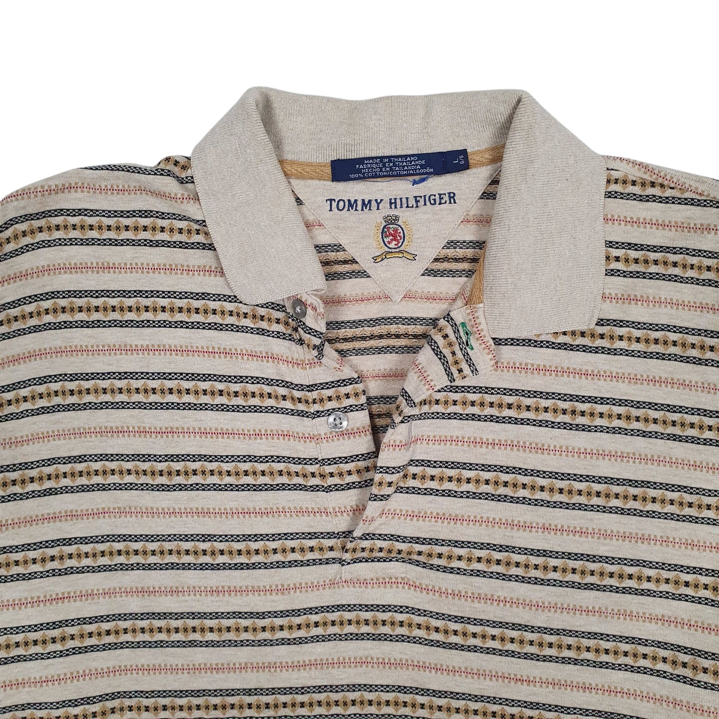Mens Beige Tommy Hilfiger Vintage 90s  Polo Shirt