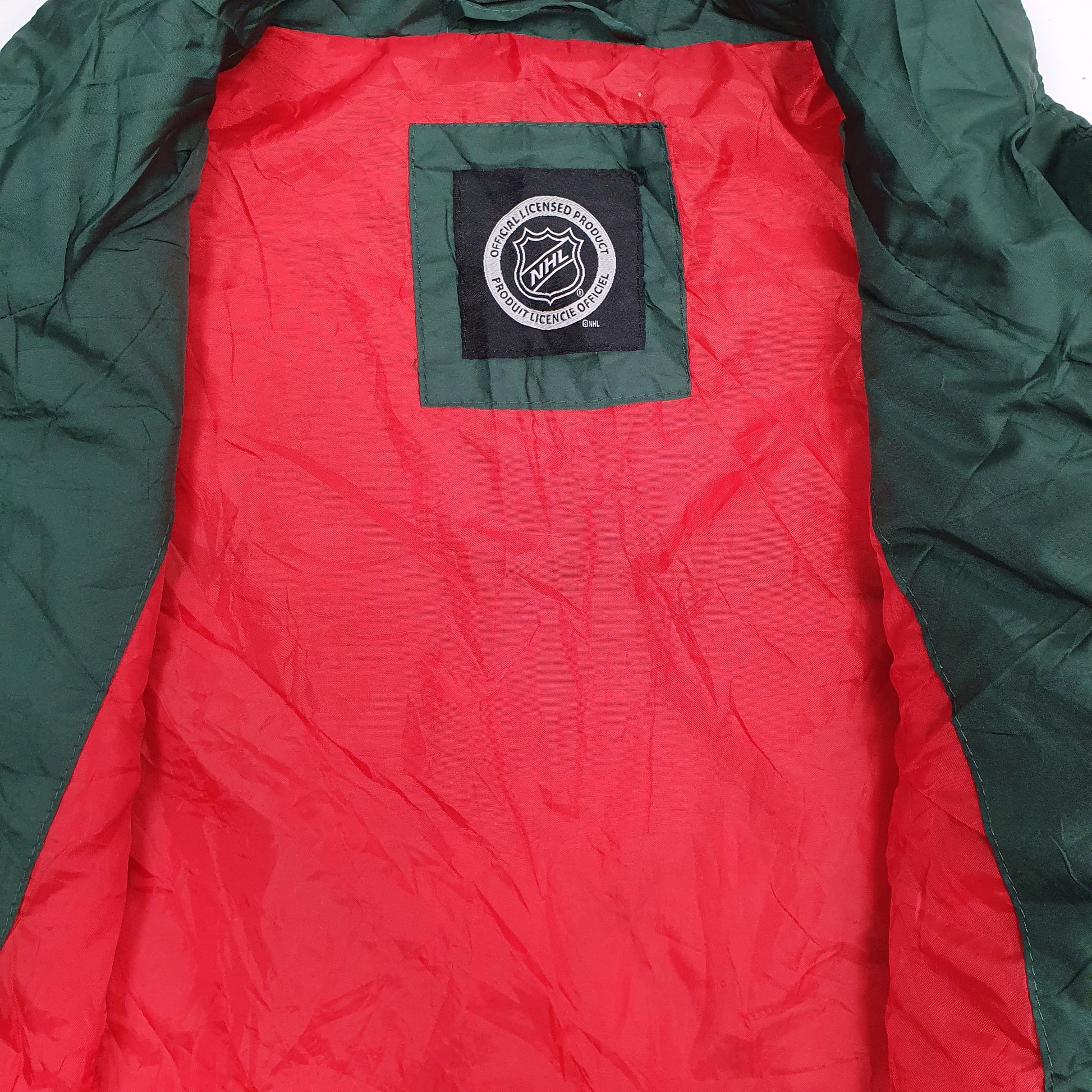 Mens Green NHL Minnesota Wild Hockey Puffer  Coat