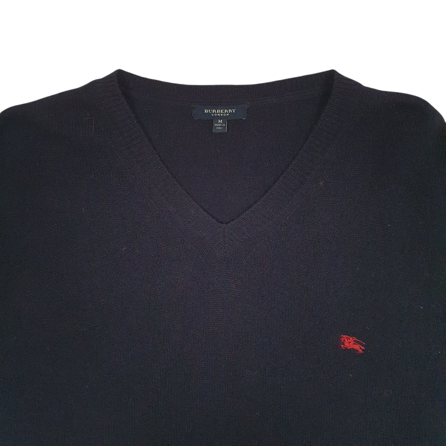 Mens Navy Burberry  V Neck Jumper