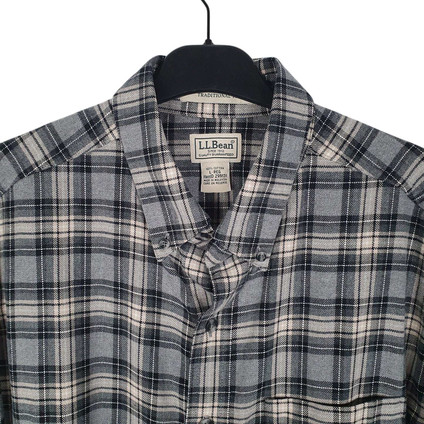 Mens Grey L.L.Bean Thick Flannel  Shirt