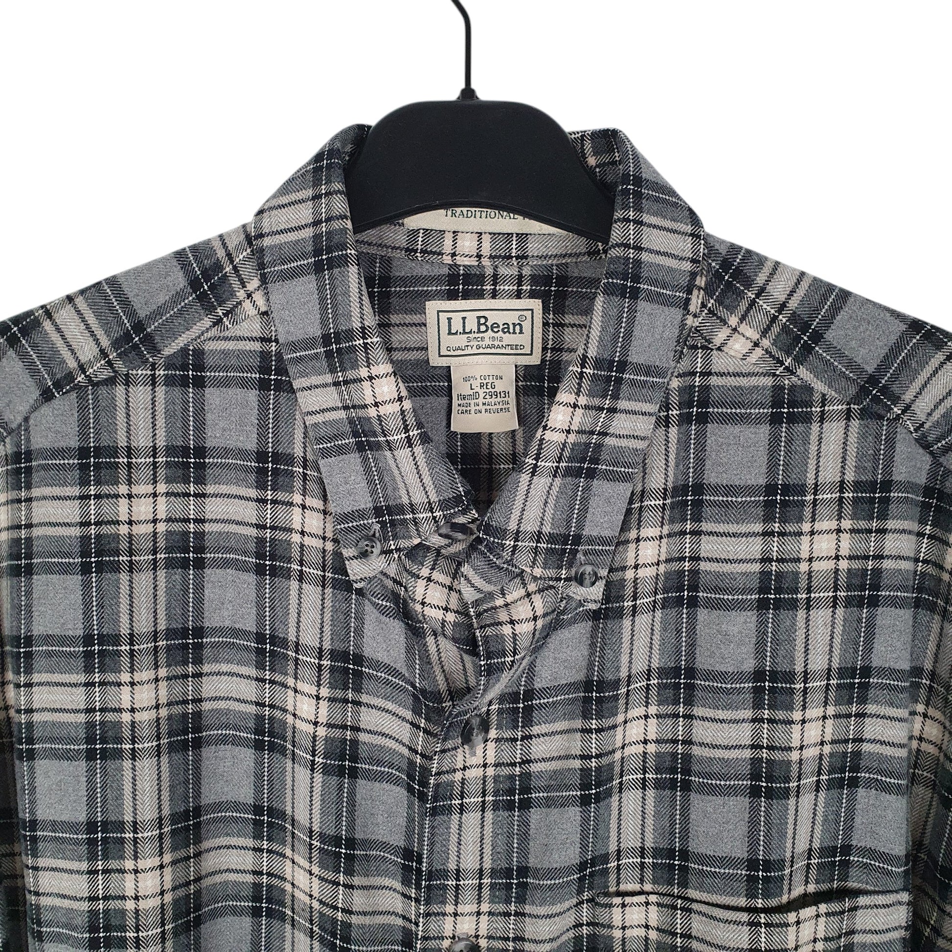 Mens Grey L.L.Bean Thick Flannel  Shirt