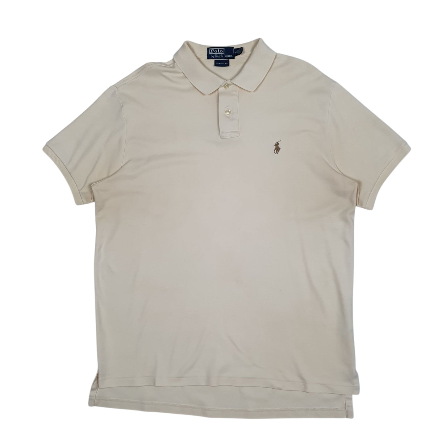Mens Cream Polo Ralph Lauren Custom Fit Short Sleeve Polo Shirt