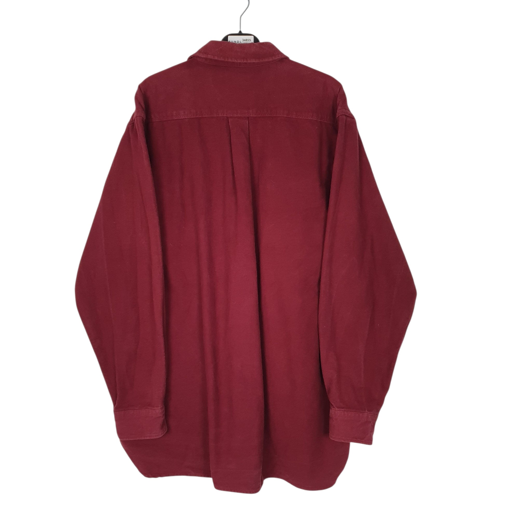 Mens Burgundy L.L.Bean Thick Chamois Tall  Shirt