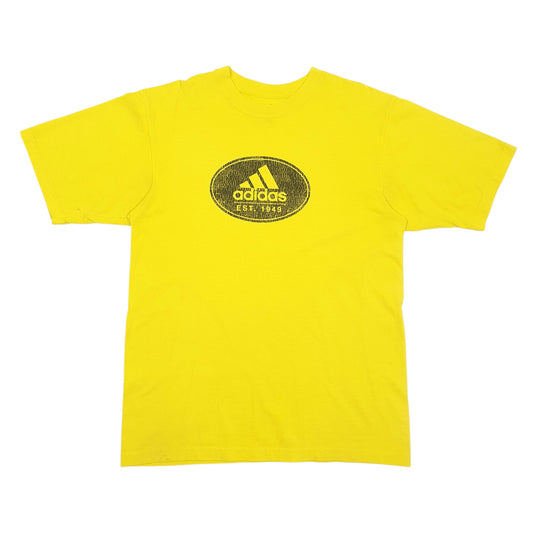Mens Yellow Adidas Spellout Short Sleeve T Shirt