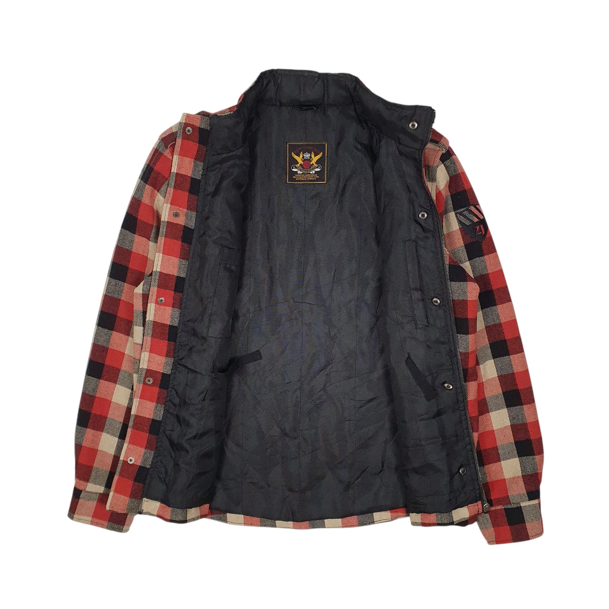 Mens Red Zara Cruiser Plaid Bomber  Coat
