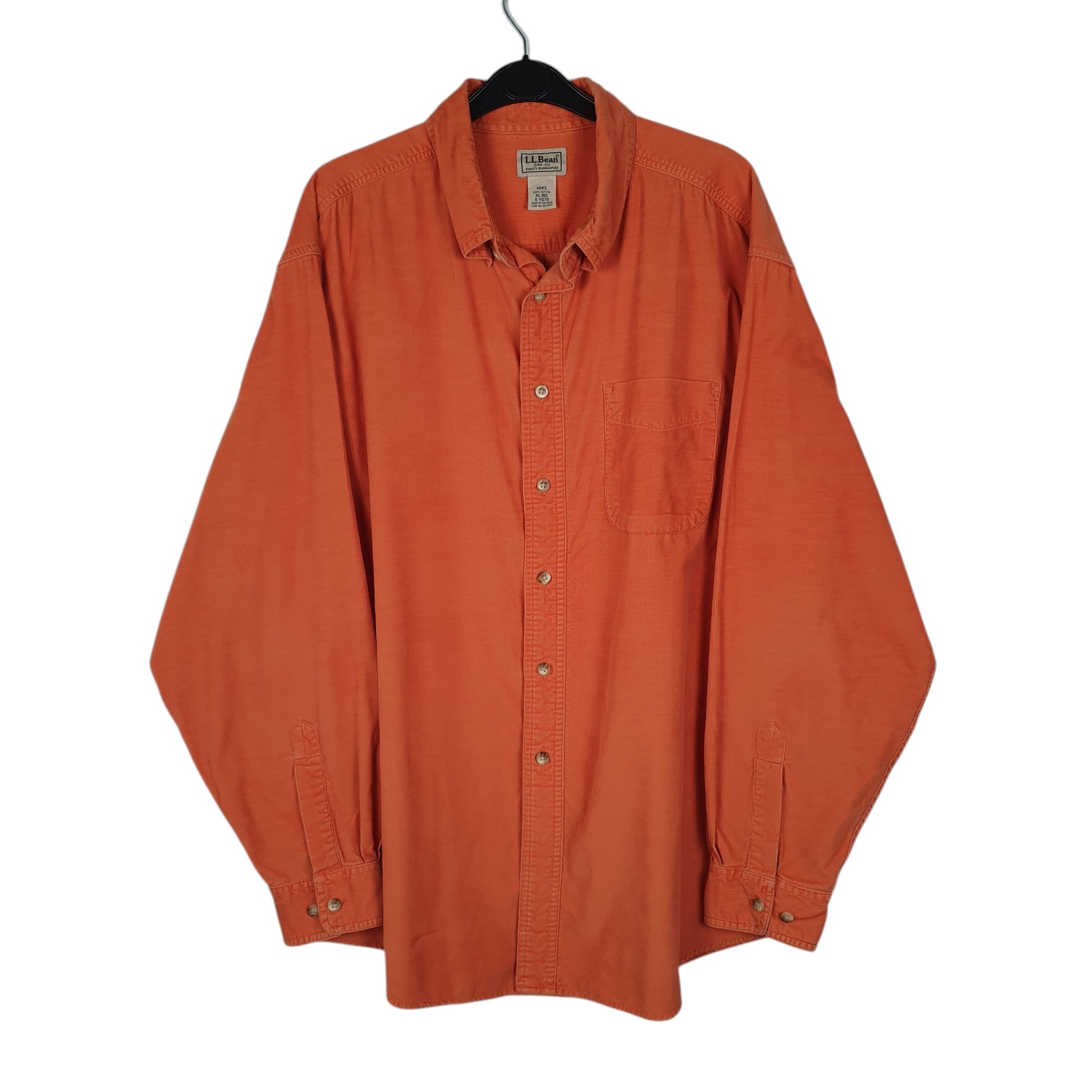 Mens Orange L.L.Bean Corduroy Long Sleeve Shirt