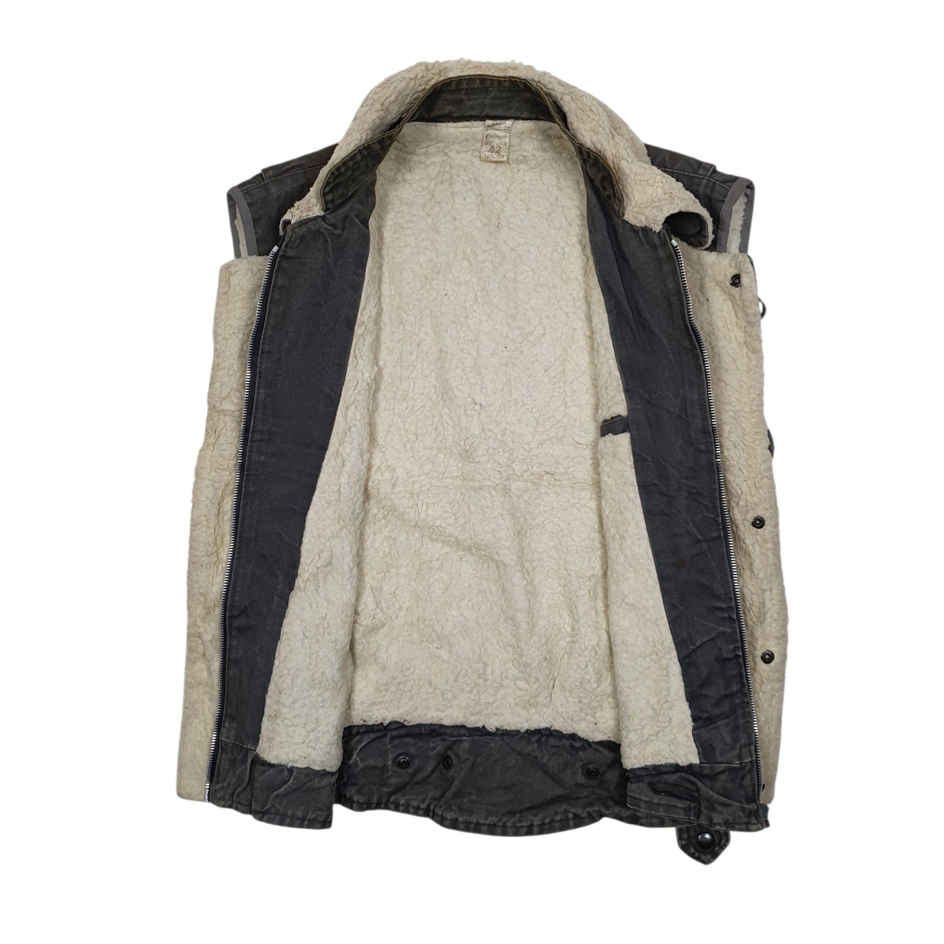 Mens Grey Club Condor Vintage French Workwear Sherpa Lined  Coat