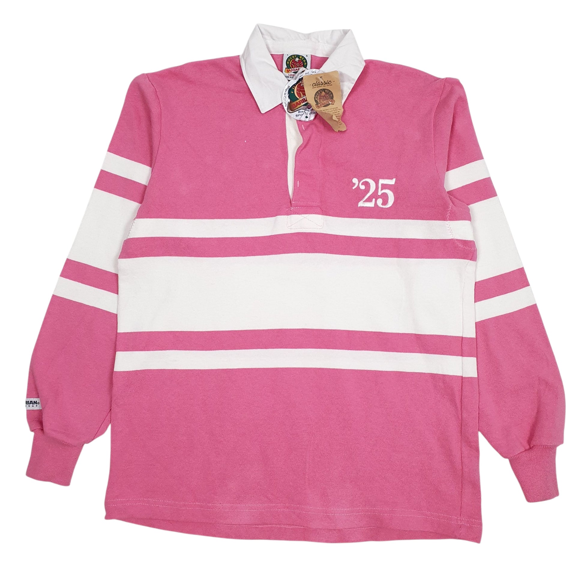 Womens Pink Barbarian  Long Sleeve Polo Shirt