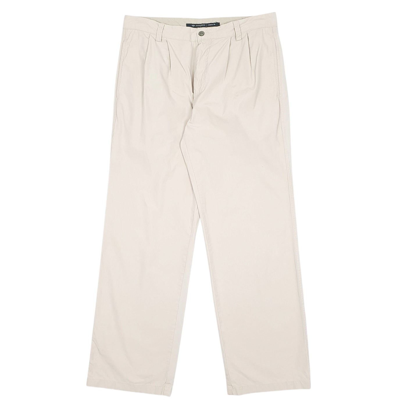 Mens Cream Dockers Pleated Chino Trousers