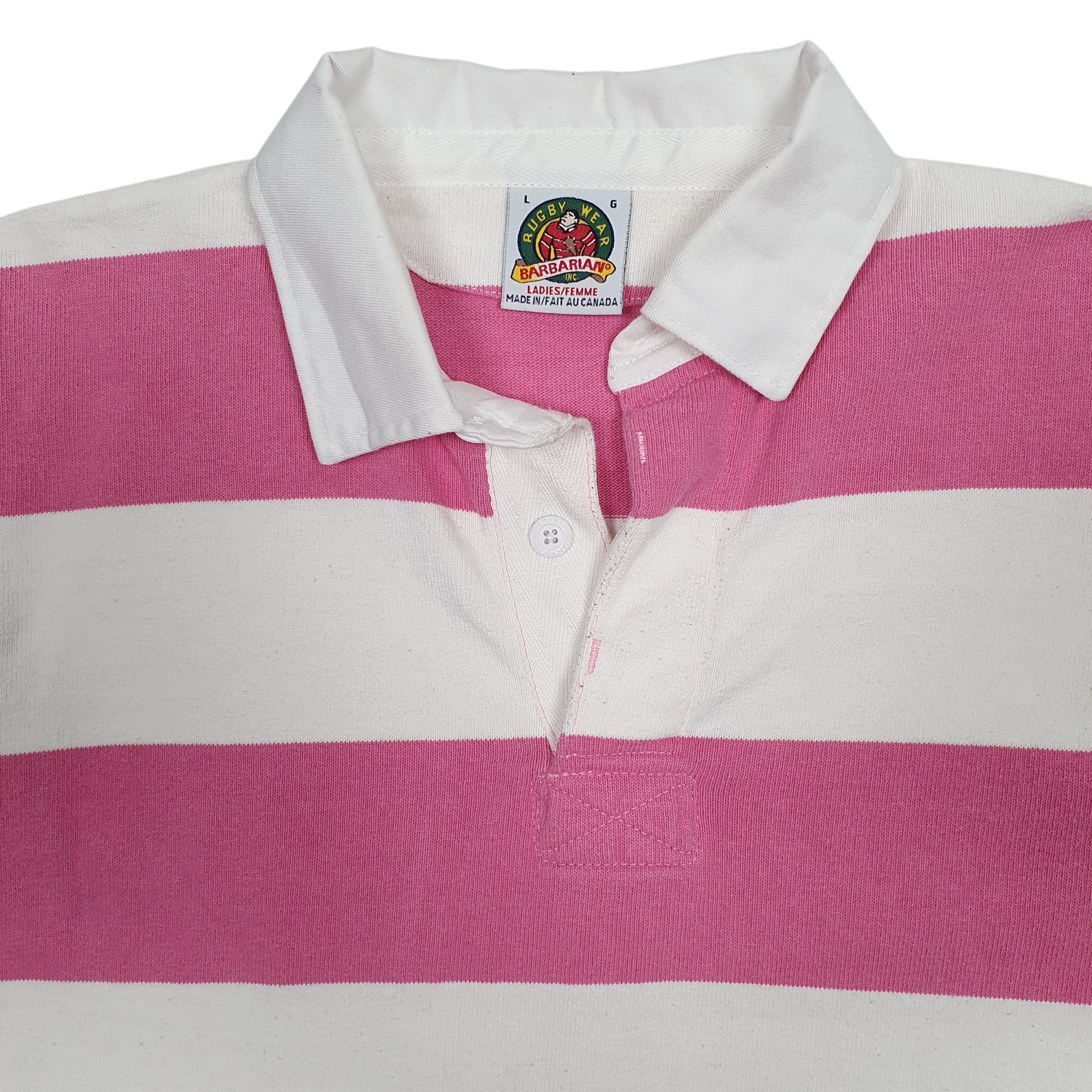 Womens Pink Barbarian Rugby Hoodie Polo Shirt