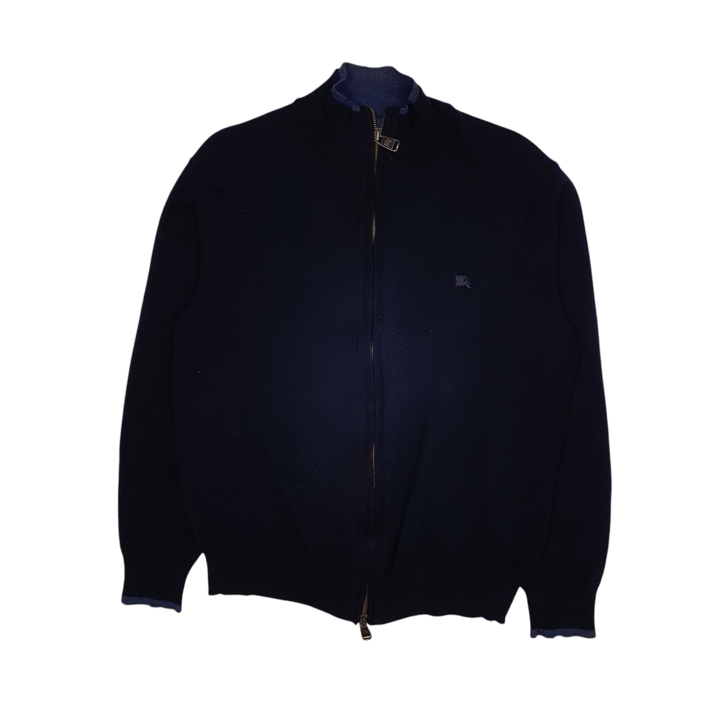 Mens Navy Burberry Merino Full Zip Jumper
