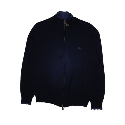 Mens Navy Burberry Merino Full Zip Jumper