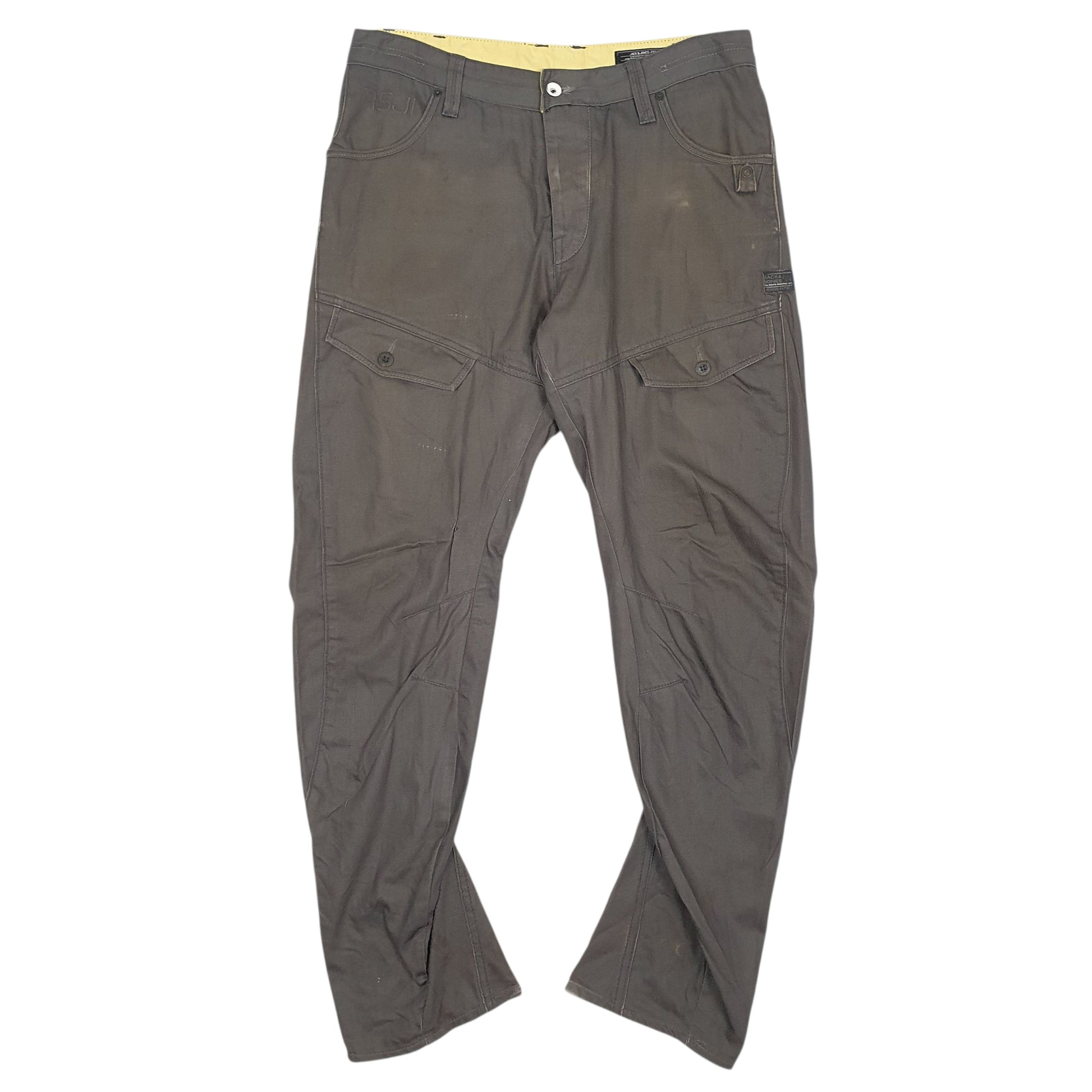 Mens Grey Jack & Jones Dale Feng Twist Cargo Trousers