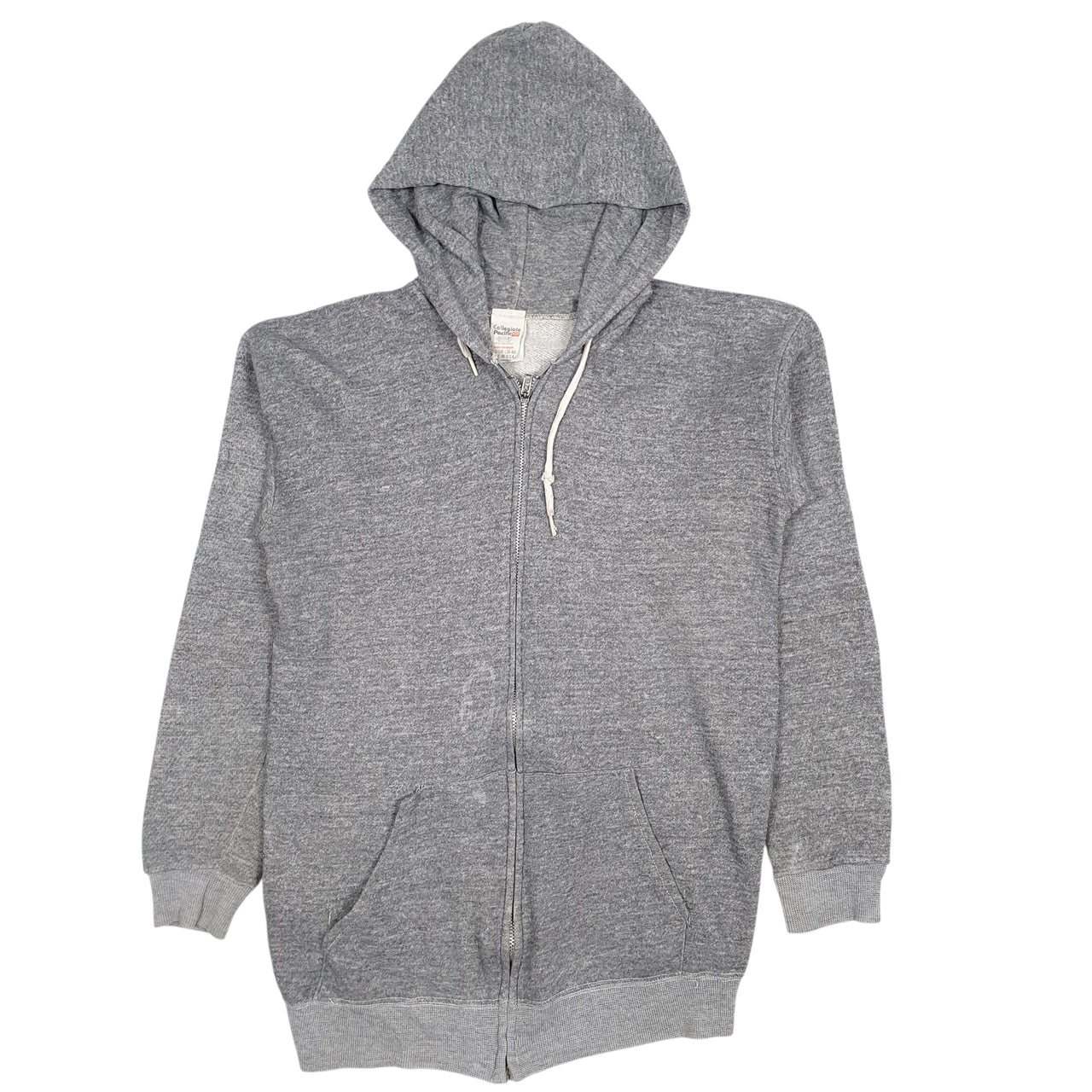 Mens Grey Collegiate Pacific Vintage 90s Made In USA Full Zip Jumper