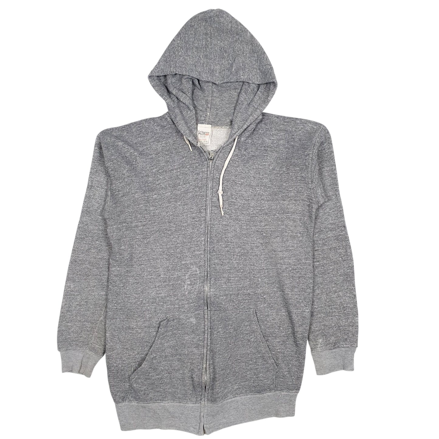 Mens Grey Collegiate Pacific Vintage 90s Made In USA Full Zip Jumper