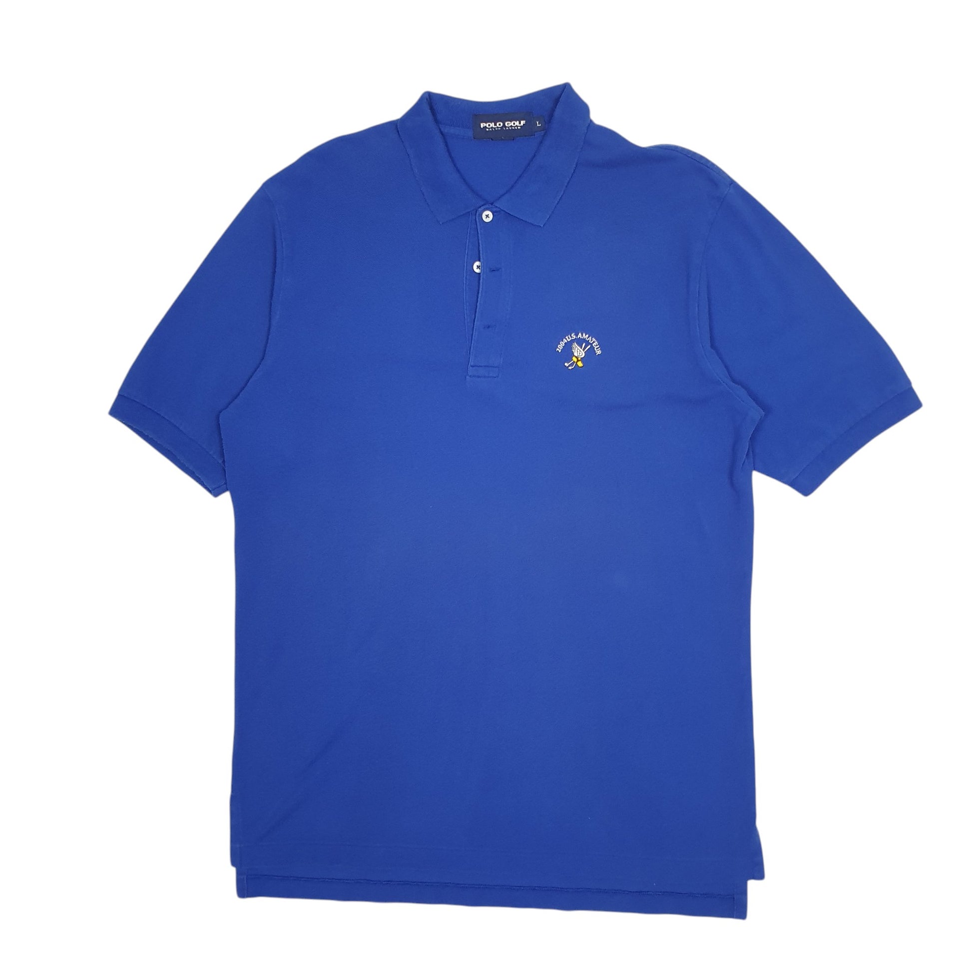 POLO RALPH LAUREN Blue Polo Shirt Vintage 2004 Golf Short Sleeve Cotton Mens L