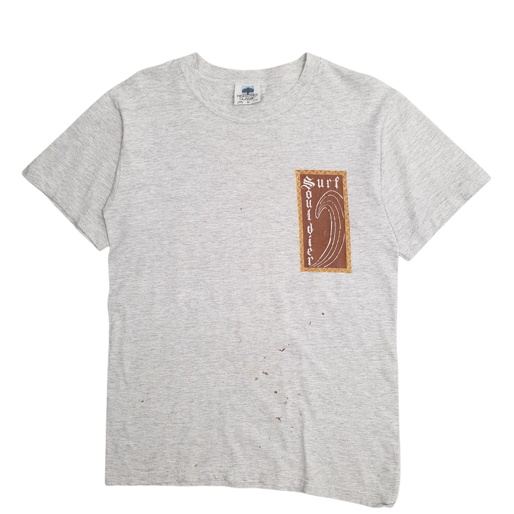 Mens Grey Kingstone Classic Single Stitch Vintage 90s Surf Short Sleeve T Shirt