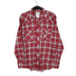 Mens Red Wrangler Flannel Western Pearl Snap Long Sleeve Shirt