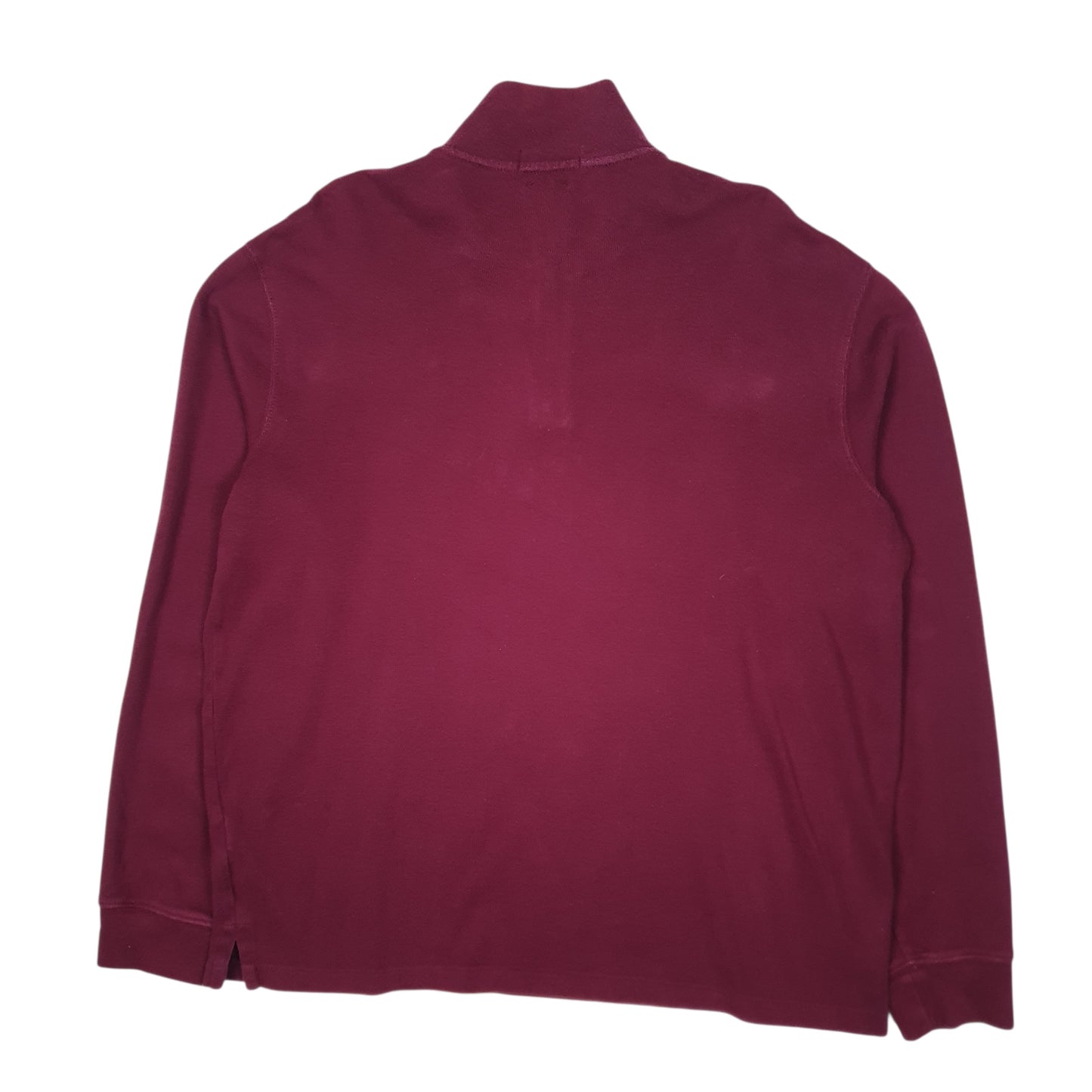 Mens Burgundy Polo Ralph Lauren Estate Rib Quarter Zip Jumper