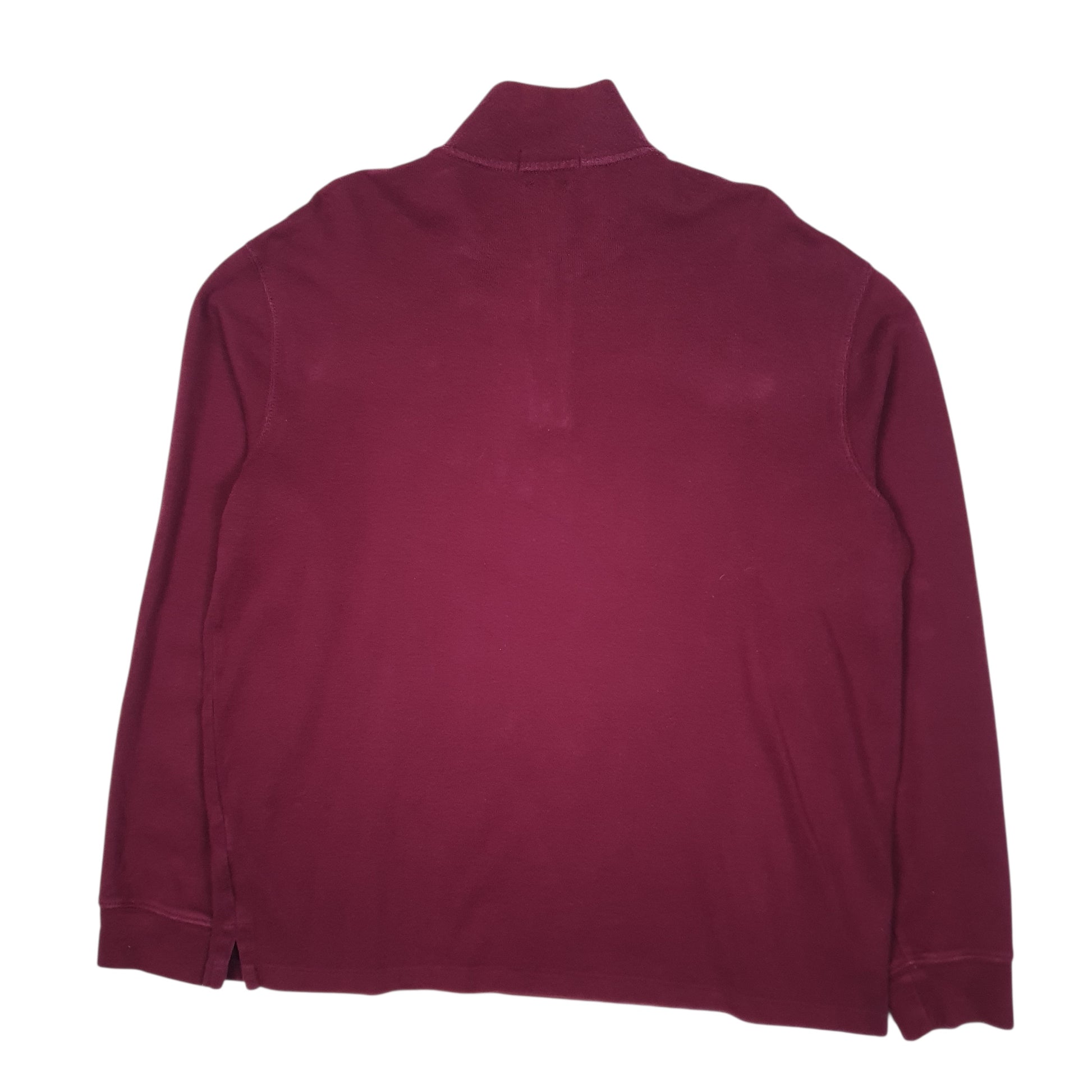 Mens Burgundy Polo Ralph Lauren Estate Rib Quarter Zip Jumper