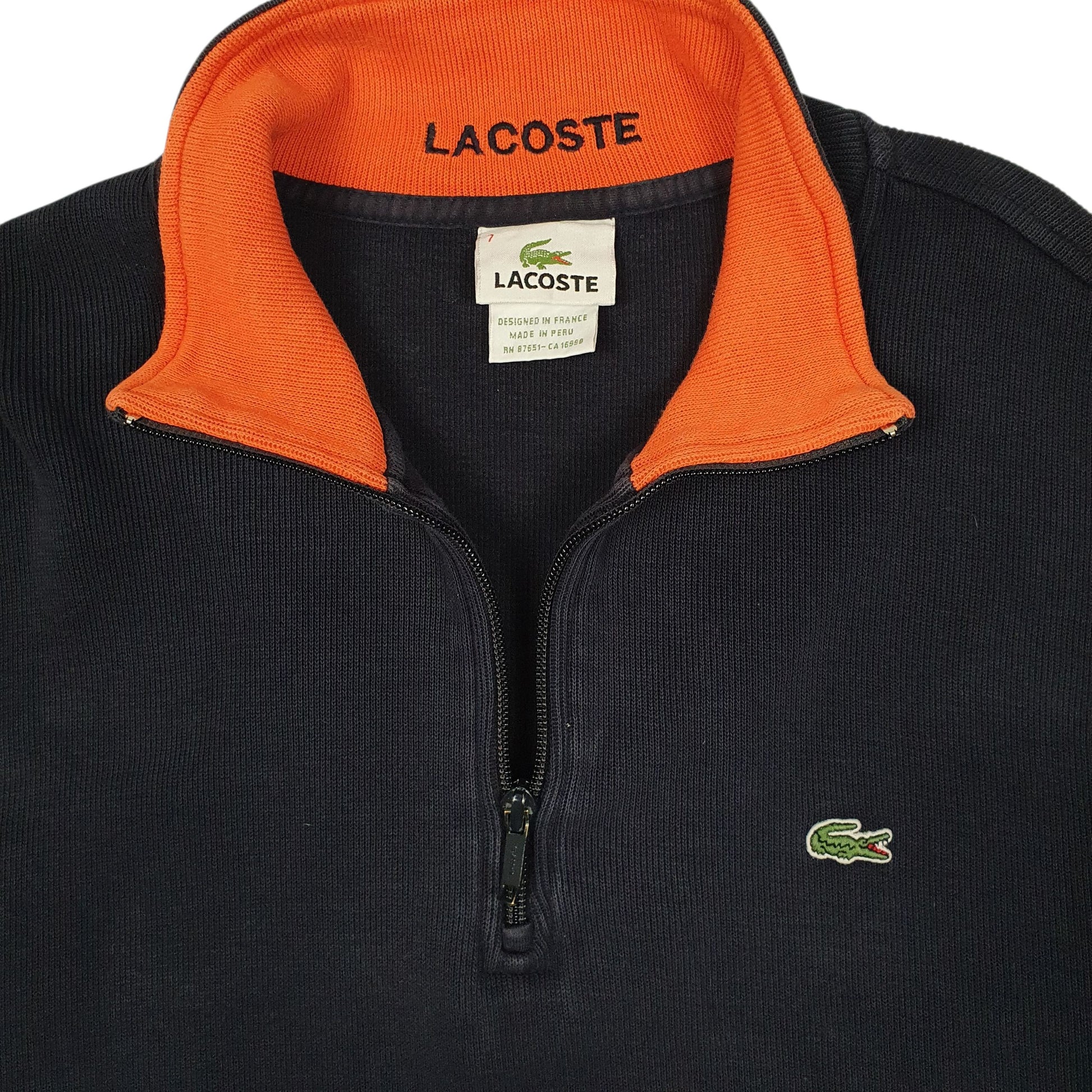 Mens Navy Lacoste  Quarter Zip Jumper