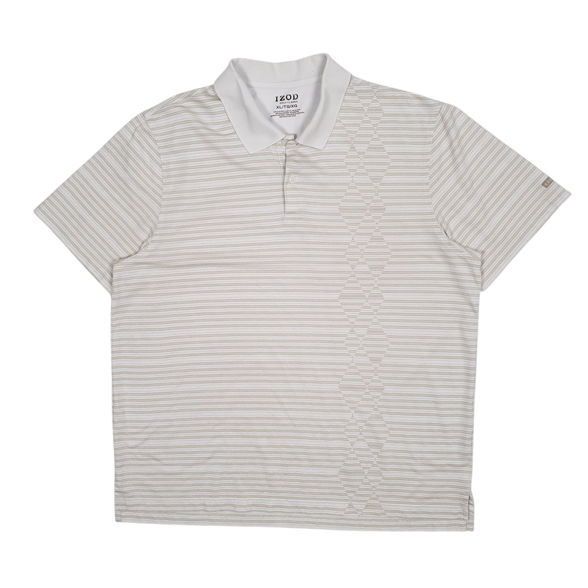 Mens White Izod Golf Short Sleeve Polo Shirt
