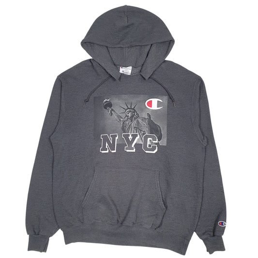 Mens Grey Champion NYC Hoodie Jumper