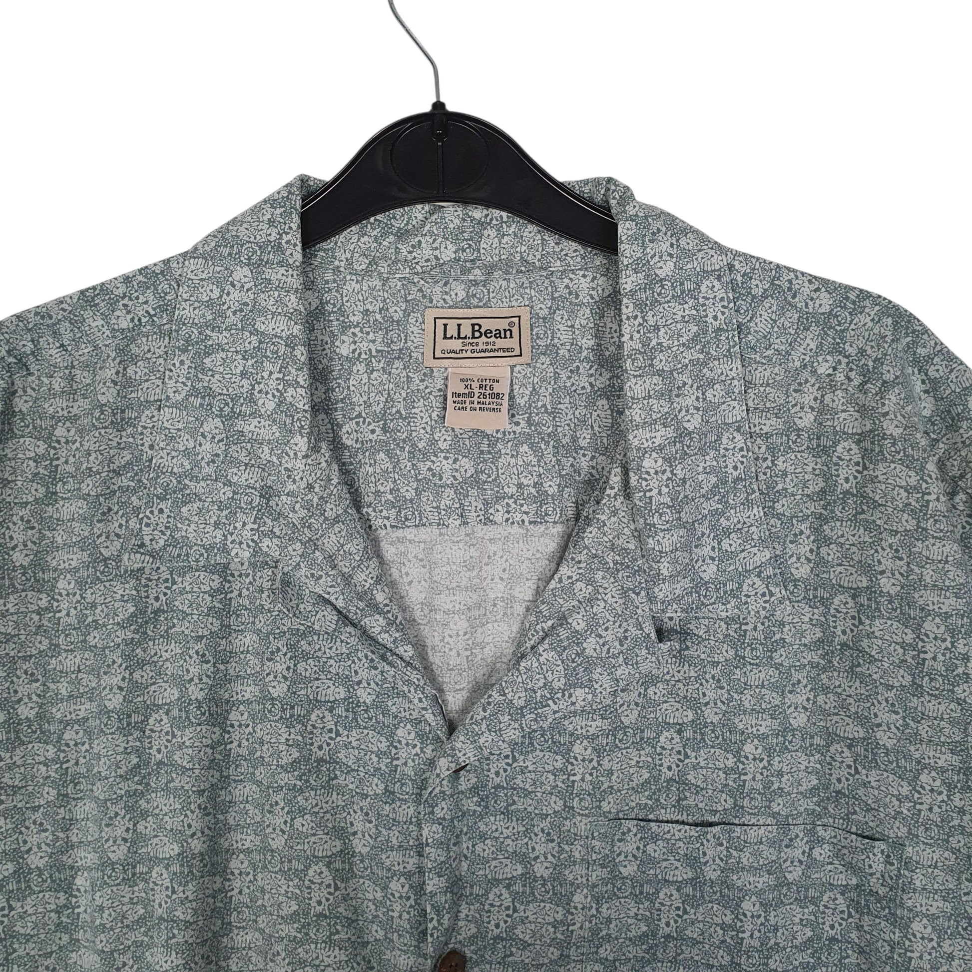 Mens Blue L.L.Bean Paisley  Shirt