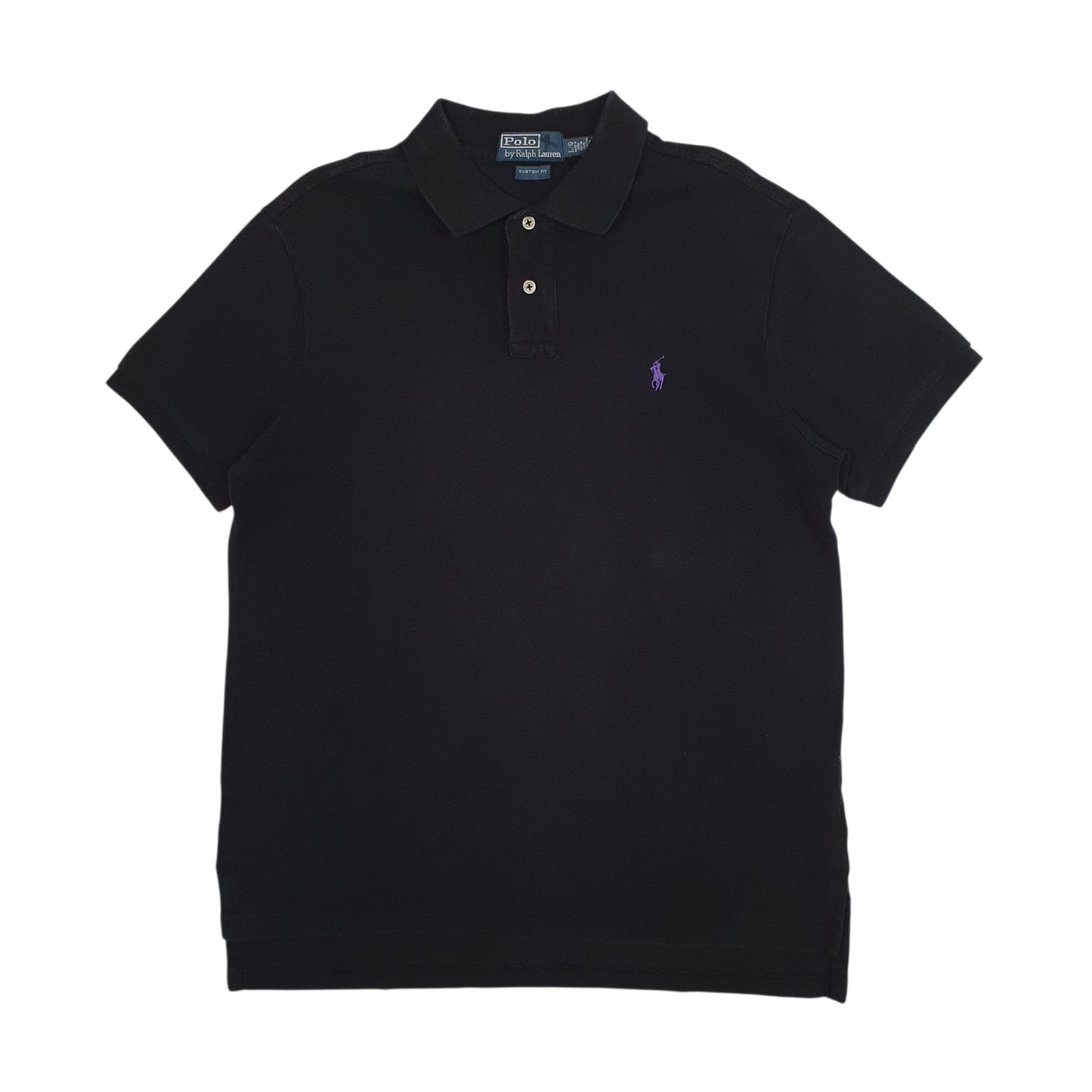 Mens Black Polo Ralph Lauren Custom Fit Short Sleeve Polo Shirt