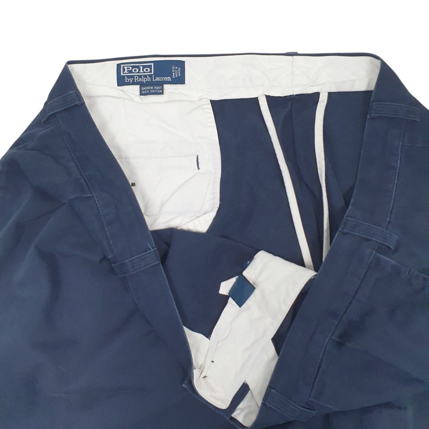 Mens Navy Polo Ralph Lauren Andrew Pant Pleated 90s  Trousers