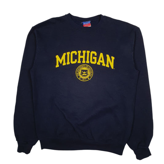 Mens Navy Champion Michigan University Crewneck Jumper