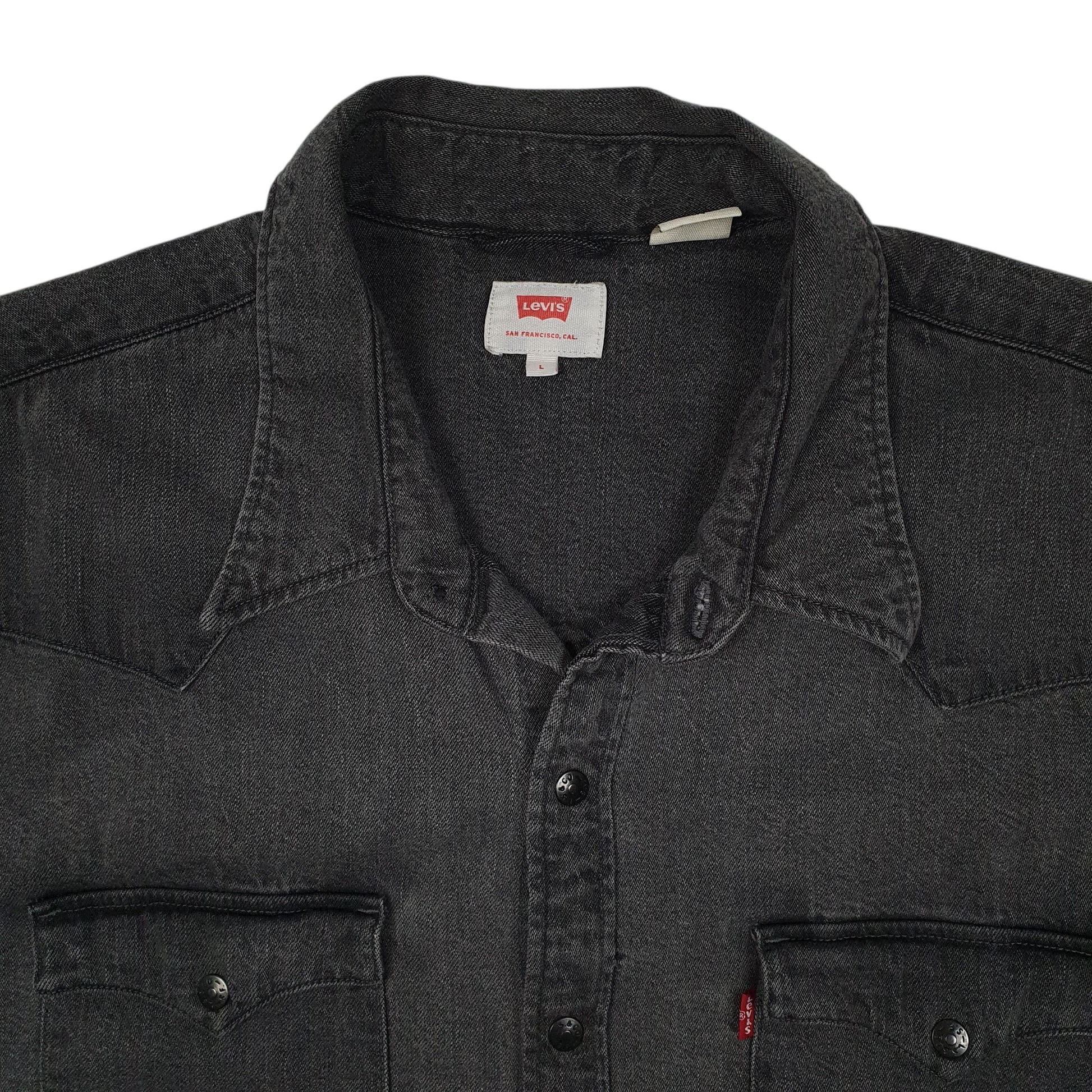 Mens Grey Levis Western Popper  Shirt