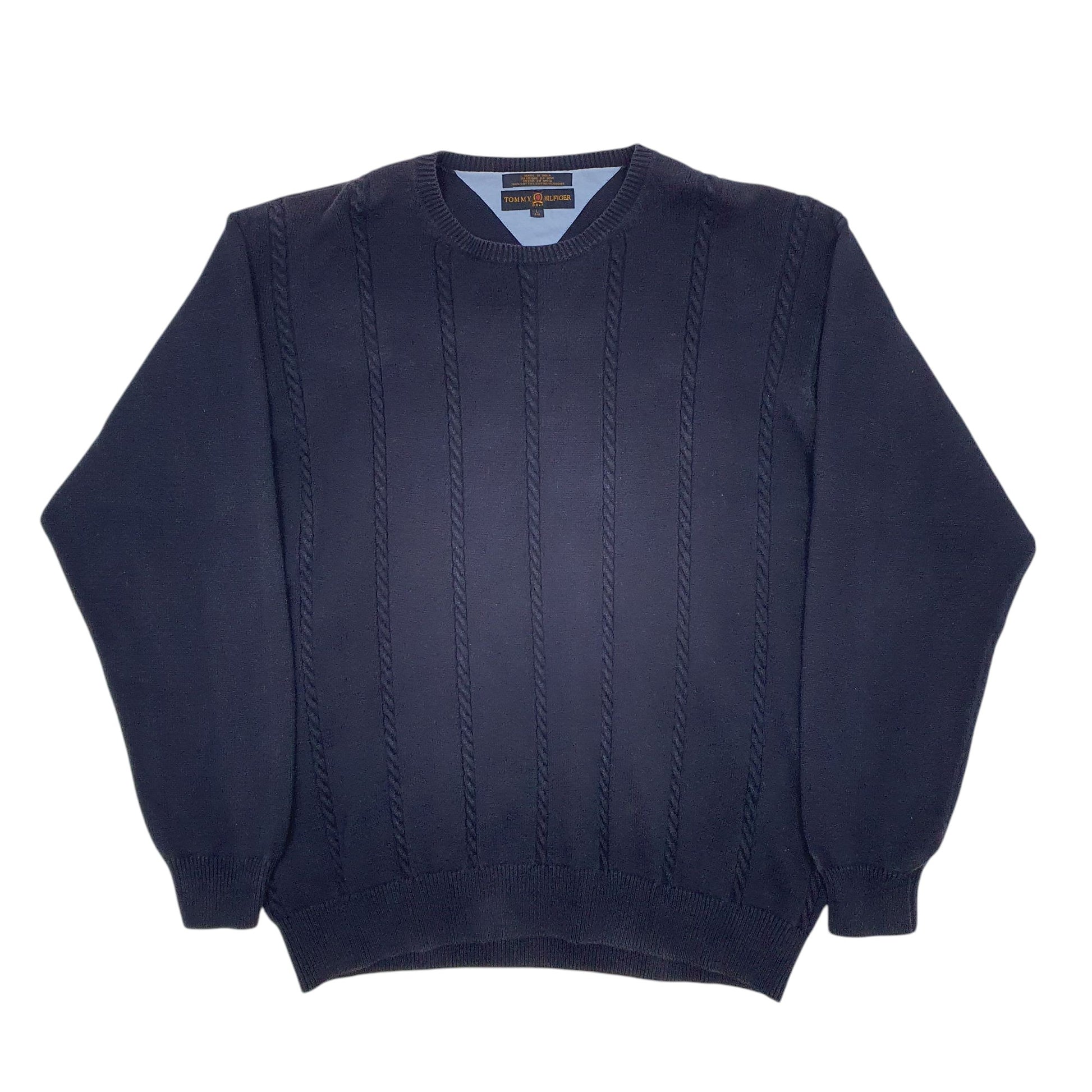 Mens Navy Tommy Hilfiger Golf Cable Knit Crewneck Jumper
