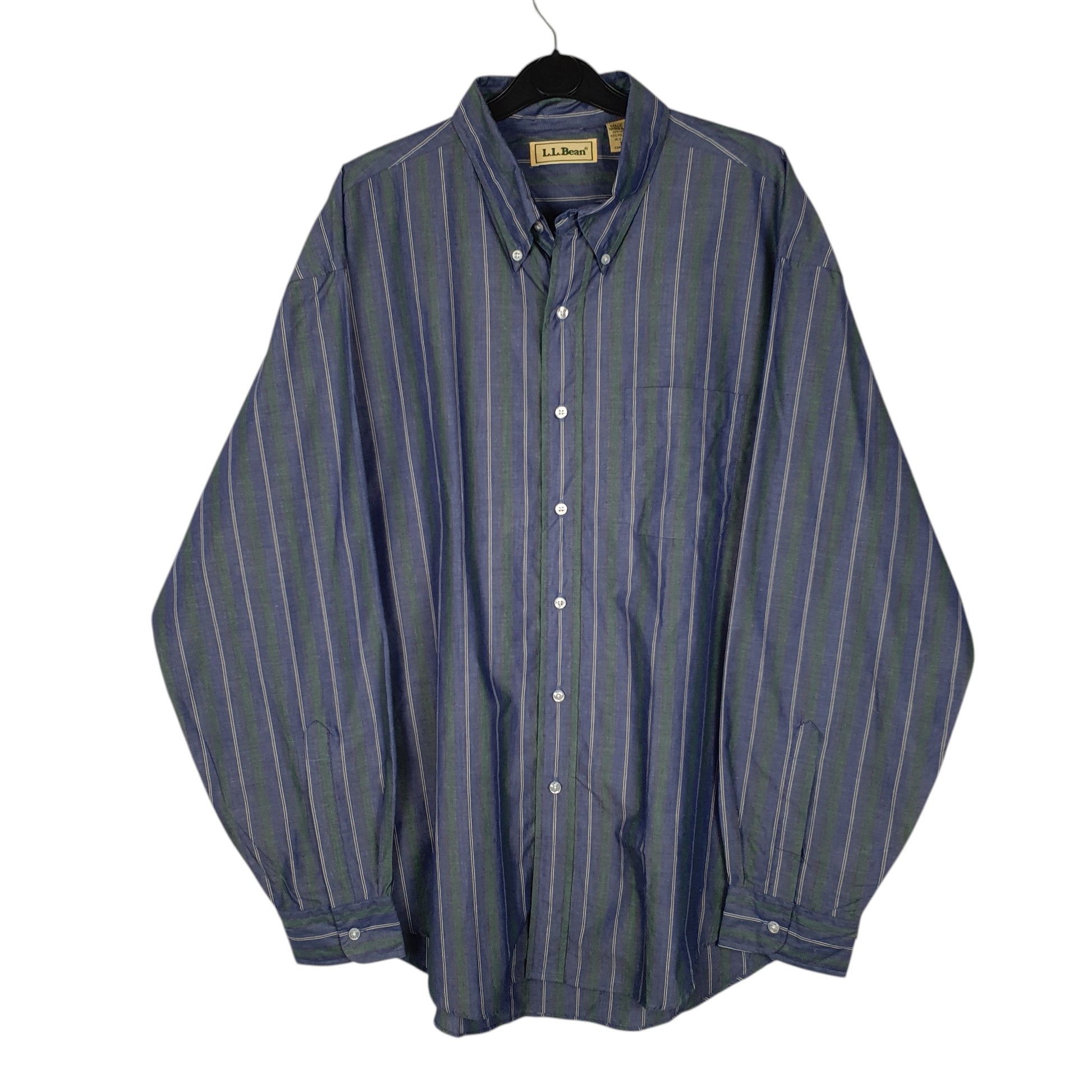Mens Navy L.L.Bean Vintage 90s Long Sleeve Shirt