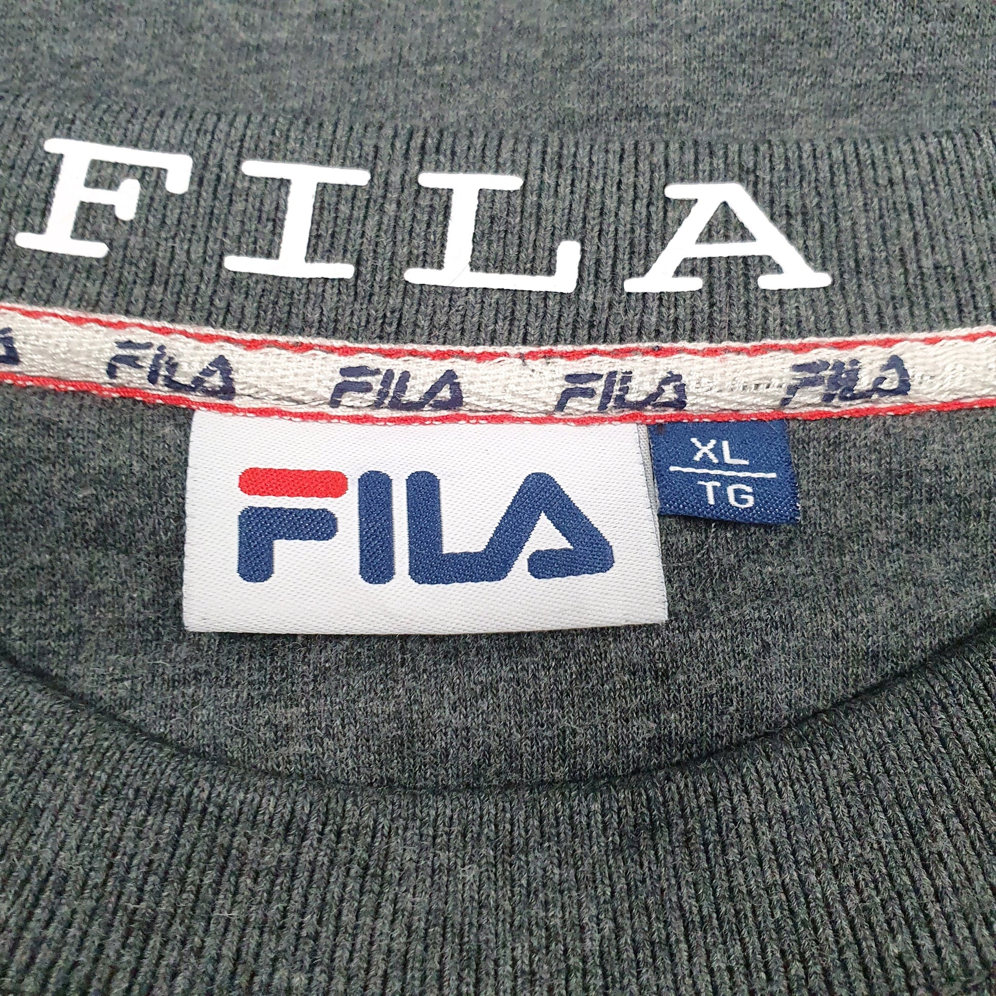 Mens Grey Fila Spellout Crewneck Jumper